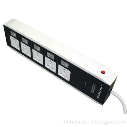 Power strip with universal standard, with 5 individual socket outlet switches, overload protectionNew